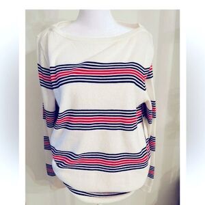 Tommy Hilfiger White Sweater with Red and Blue Stripes